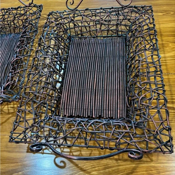 Rustic Brown Woven Metal Basket - Picture 5 of 5